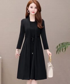 Fake Two-piece Dress Women's Slim Long Sleeves Rich Lady Noble Lady Western Style | 1191 - Image 3