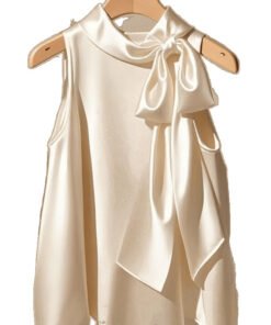 French Style Lightly Mature Niche Purple Satin Bow Shirt | 1190 - Image 5