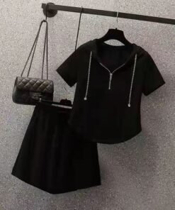Suit Chubby Sister Summer New Hooded Loose Skirt Pants | 1223 - Image 6