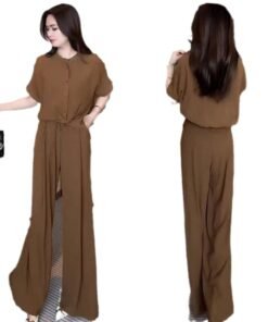 Short-sleeved Top Wide Leg Pants Slimming Two-piece Set | 1192 - Image 5
