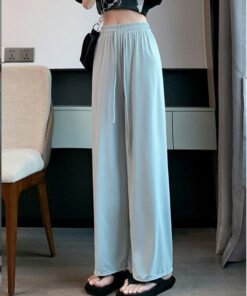 Narrow version ice silk sun protection pants for women in spring thin high waist drape cool wide leg pants | 1206 - Image 24