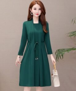 Fake Two-piece Dress Women's Slim Long Sleeves Rich Lady Noble Lady Western Style | 1191 - Image 4