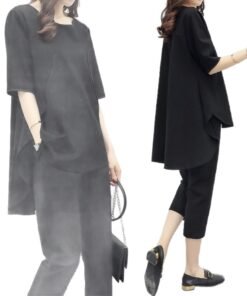 suit short-sleeved top casual cropped pants two-piece suit  | 1188 - Image 5