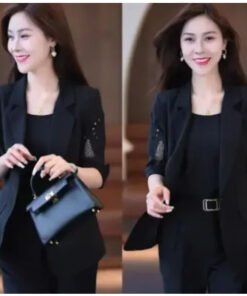 Alternative view of loose and slim, high-end sleeveless top, casual wide-leg pants, temperament two-piece suit | 1216