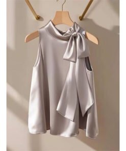 Alternative view of French Style Lightly Mature Niche Purple Satin Bow Shirt | 1190