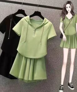 Suit Chubby Sister Summer New Hooded Loose Skirt Pants | 1223