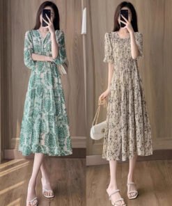 Japanese floral dress women's high-end sense | 1213 - Image 3