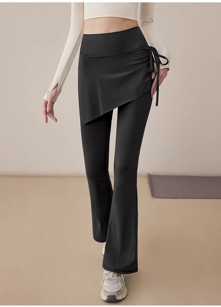 Micro Flare Yoga Pants Women's Fake Two High Waist Hip Lift Pants | 1248 - Image 6