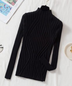 Korean style half turtleneck knitted bottoming shirt women's long-sleeved | 1229 - Image 4