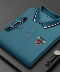 large size embroidered polo shirt men's top short sleeve  | 1231 - Image 33