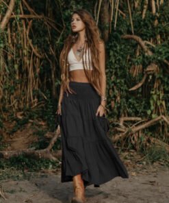 Bohemian Loose Solid Color Long Skirt with Pockets Two-Wear Wrap Skirt | 1240 - Image 30
