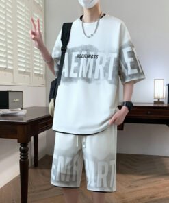 high-end Hong Kong style brand handsome youth loose casual sports two-piece suit | 1224 - Image 8