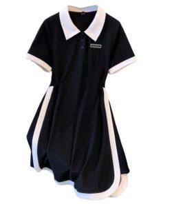 A-line skirt summer dress fat MM fashion polo collar dress female | 1254 - Image 5