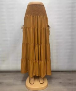 Bohemian Loose Solid Color Long Skirt with Pockets Two-Wear Wrap Skirt | 1240 - Image 3
