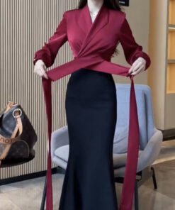 Acetate Satin Tie Shirt Women's Slim Fit Versatile Shirt Top | 1225