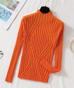 Korean style half turtleneck knitted bottoming shirt women's long-sleeved | 1229 - Image 13