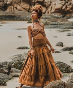 Bohemian Loose Solid Color Long Skirt with Pockets Two-Wear Wrap Skirt | 1240 - Image 26