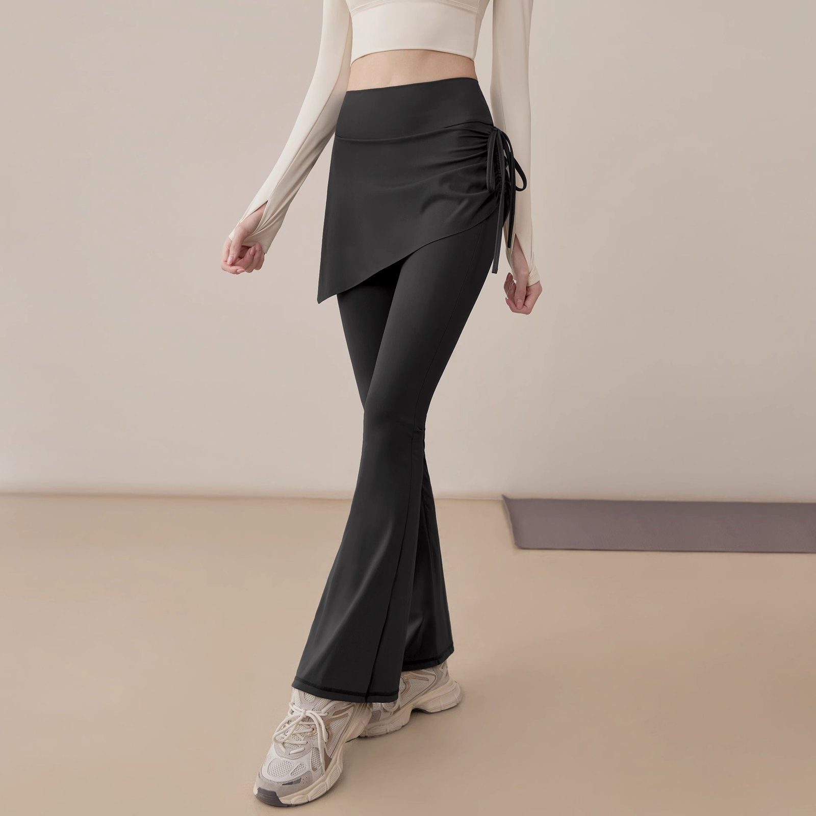 Micro Flare Yoga Pants Women's Fake Two High Waist Hip Lift Pants | 1248