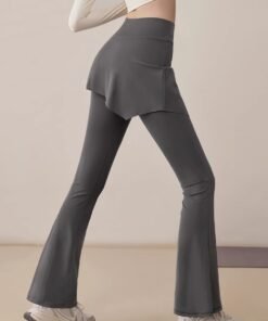 Micro Flare Yoga Pants Women's Fake Two High Waist Hip Lift Pants | 1248 - Image 5