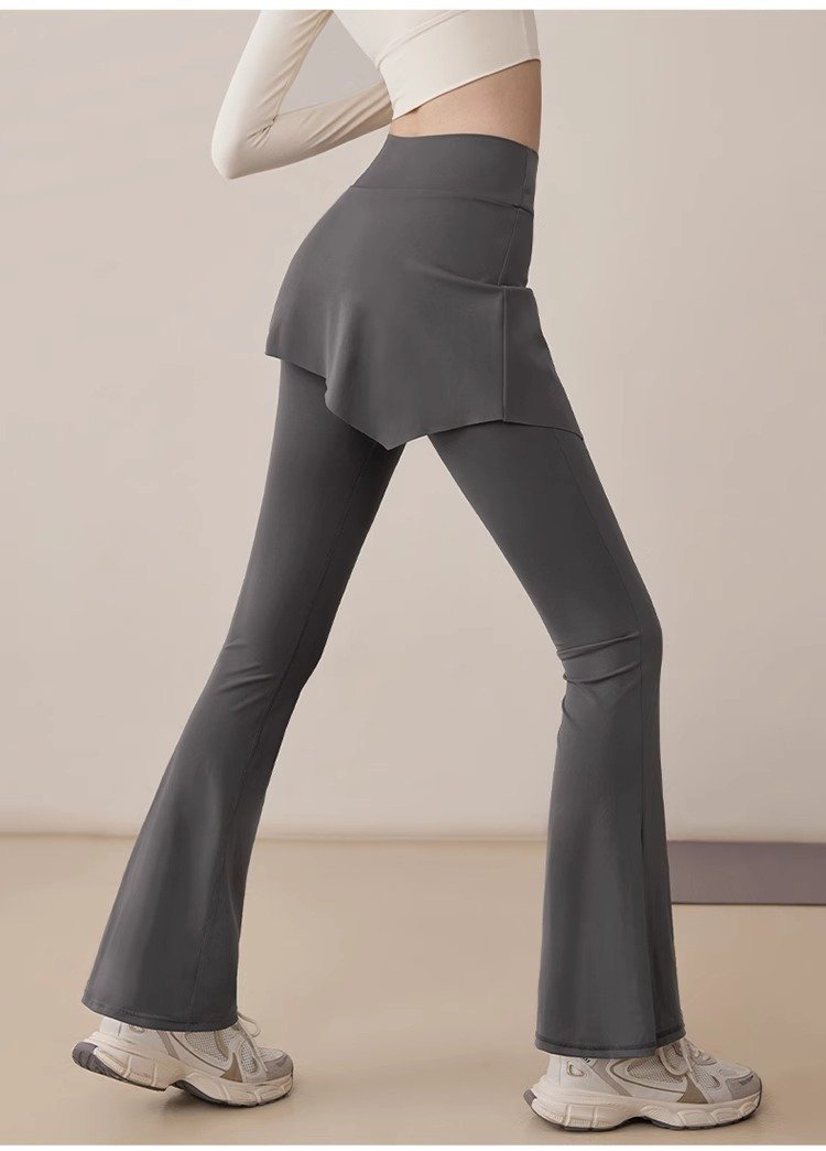 Micro Flare Yoga Pants Women's Fake Two High Waist Hip Lift Pants | 1248 - Image 5
