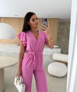 Russian Women's V Neck Jumpsuit | 1226 - Image 4