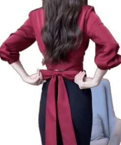 Acetate Satin Tie Shirt Women's Slim Fit Versatile Shirt Top | 1225 - Image 5