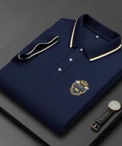 large size embroidered polo shirt men's top short sleeve  | 1231 - Image 12