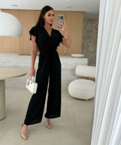Russian Women's V Neck Jumpsuit | 1226 - Image 9