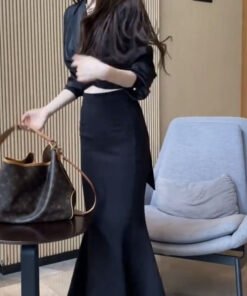 Acetate Satin Tie Shirt Women's Slim Fit Versatile Shirt Top | 1225 - Image 3
