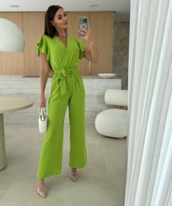 Russian Women's V Neck Jumpsuit | 1226 - Image 6