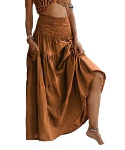 Bohemian Loose Solid Color Long Skirt with Pockets Two-Wear Wrap Skirt | 1240 - Image 5