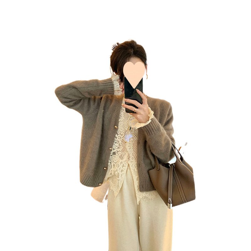 stylish collar short slim hollow lace shirt for women | 1255 - Image 5